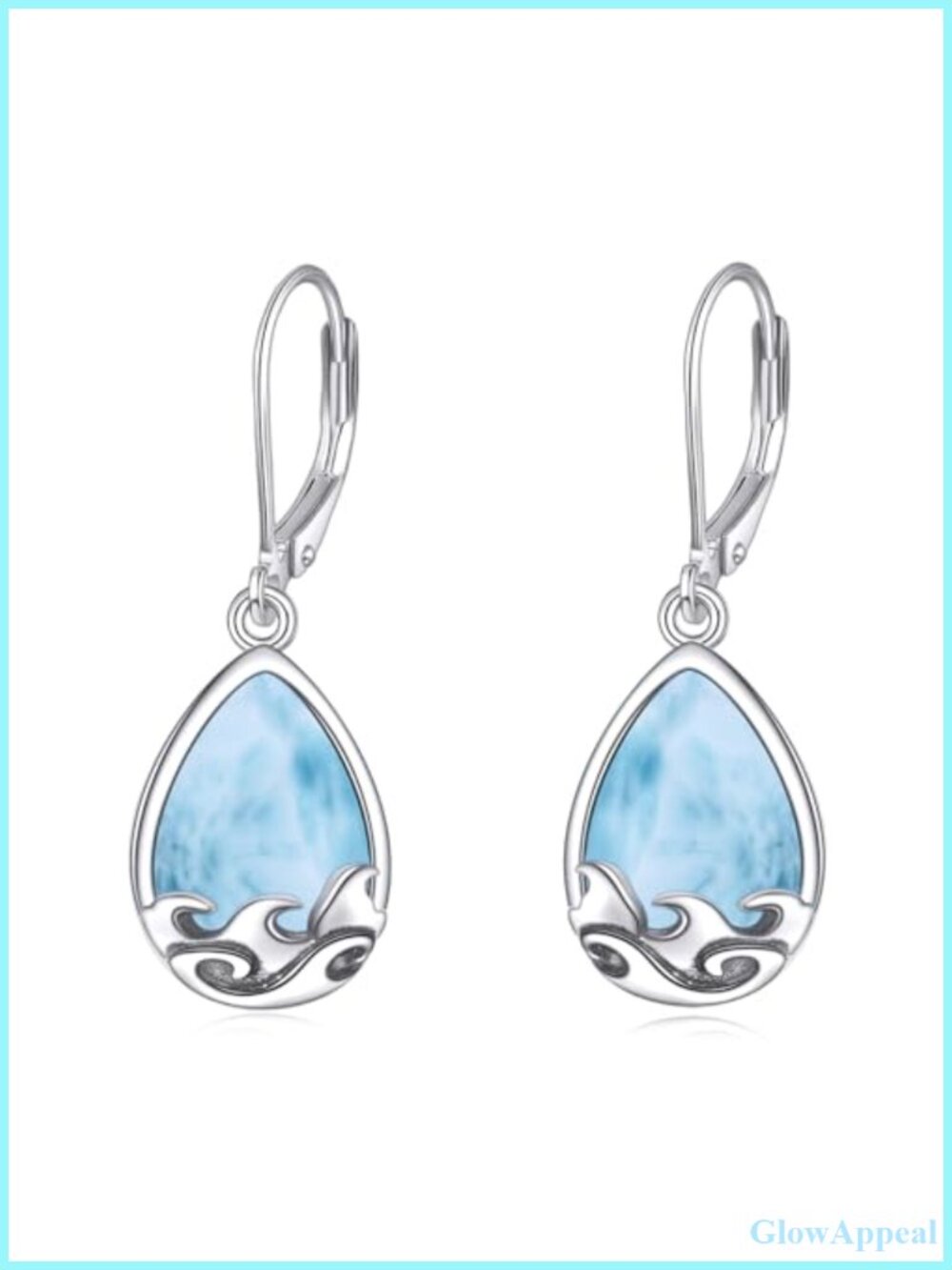 Larimar Teardrop Drop Earrings 925 Sterling Silver Dangle Ocean Jewelry Gift